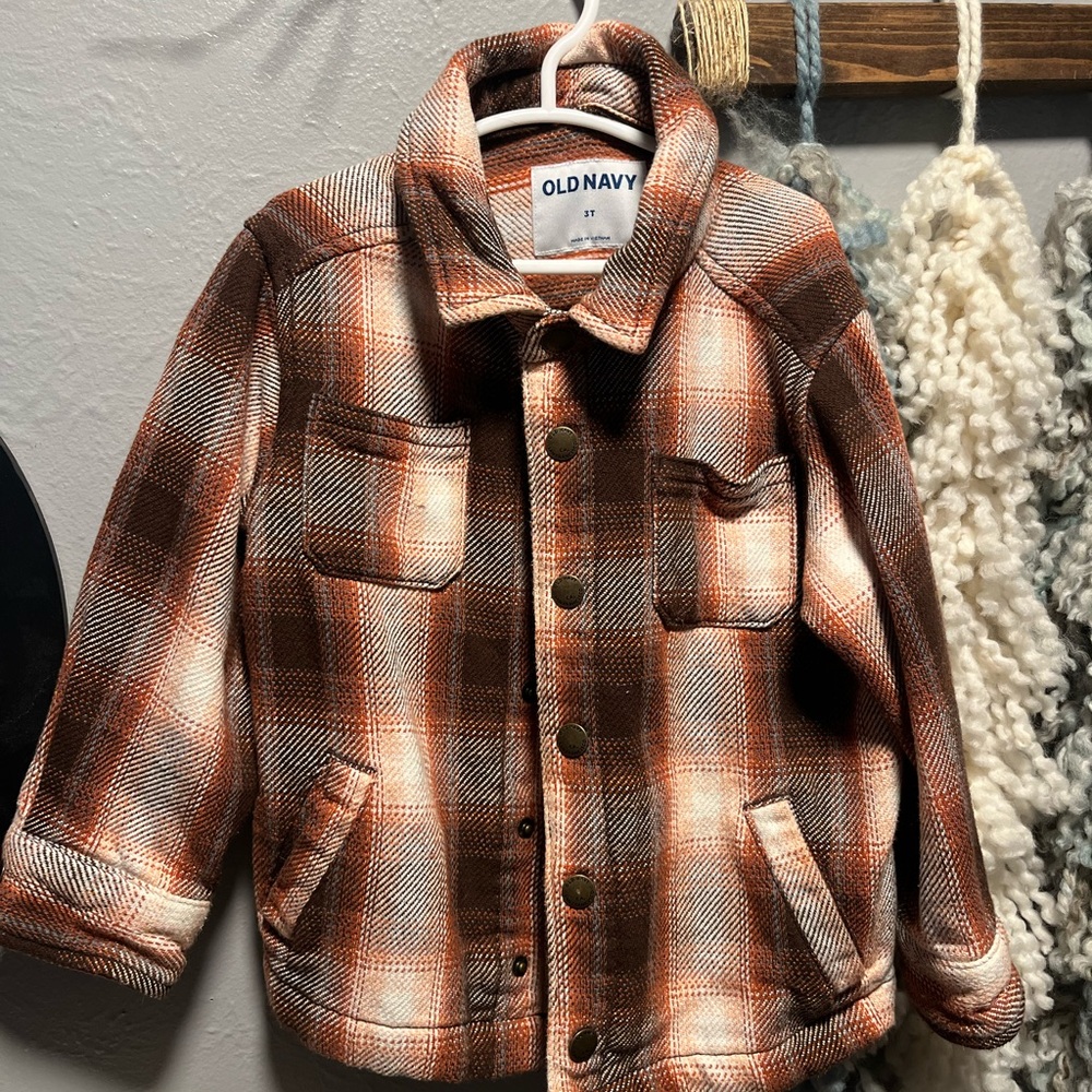 Old Navy Brown and White Jean Jacket